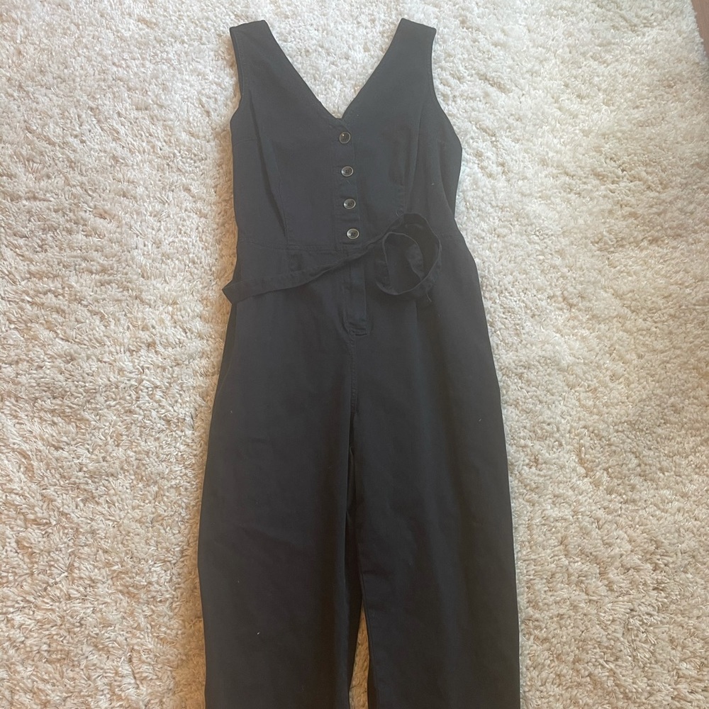 Cute Black Demin Capri Romper